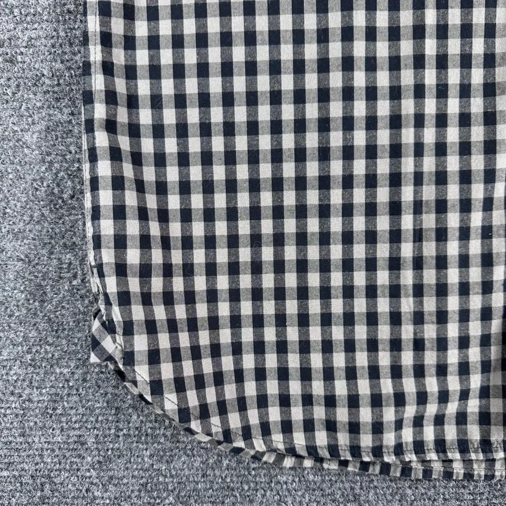 Banana Republic Button Down Mens M Medium Black Grey Gingham Slim Fit Soft Wash